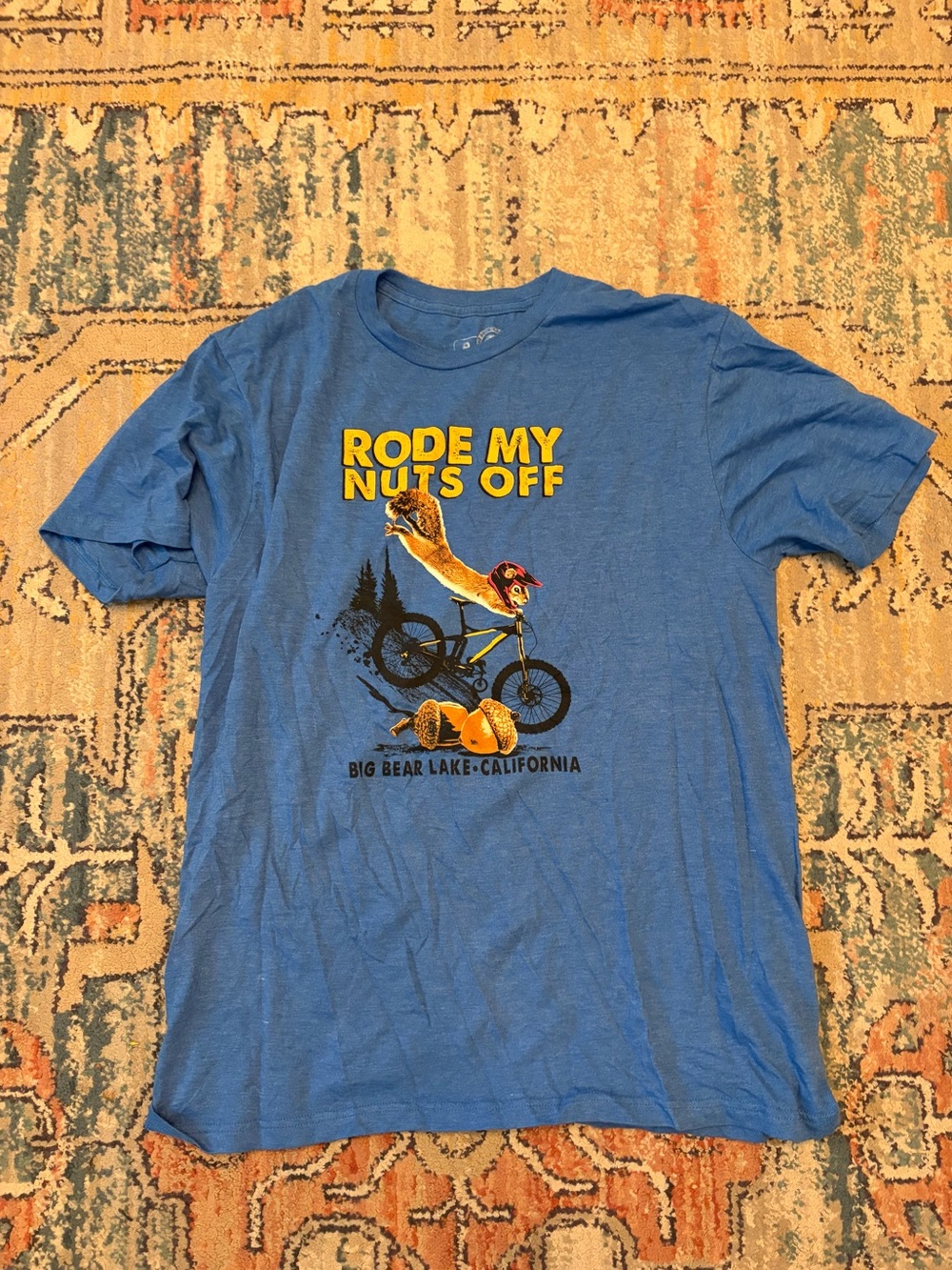 Ride My Nuts Off Funny Humor Big Bear Lake Graphic Tee - Blue f